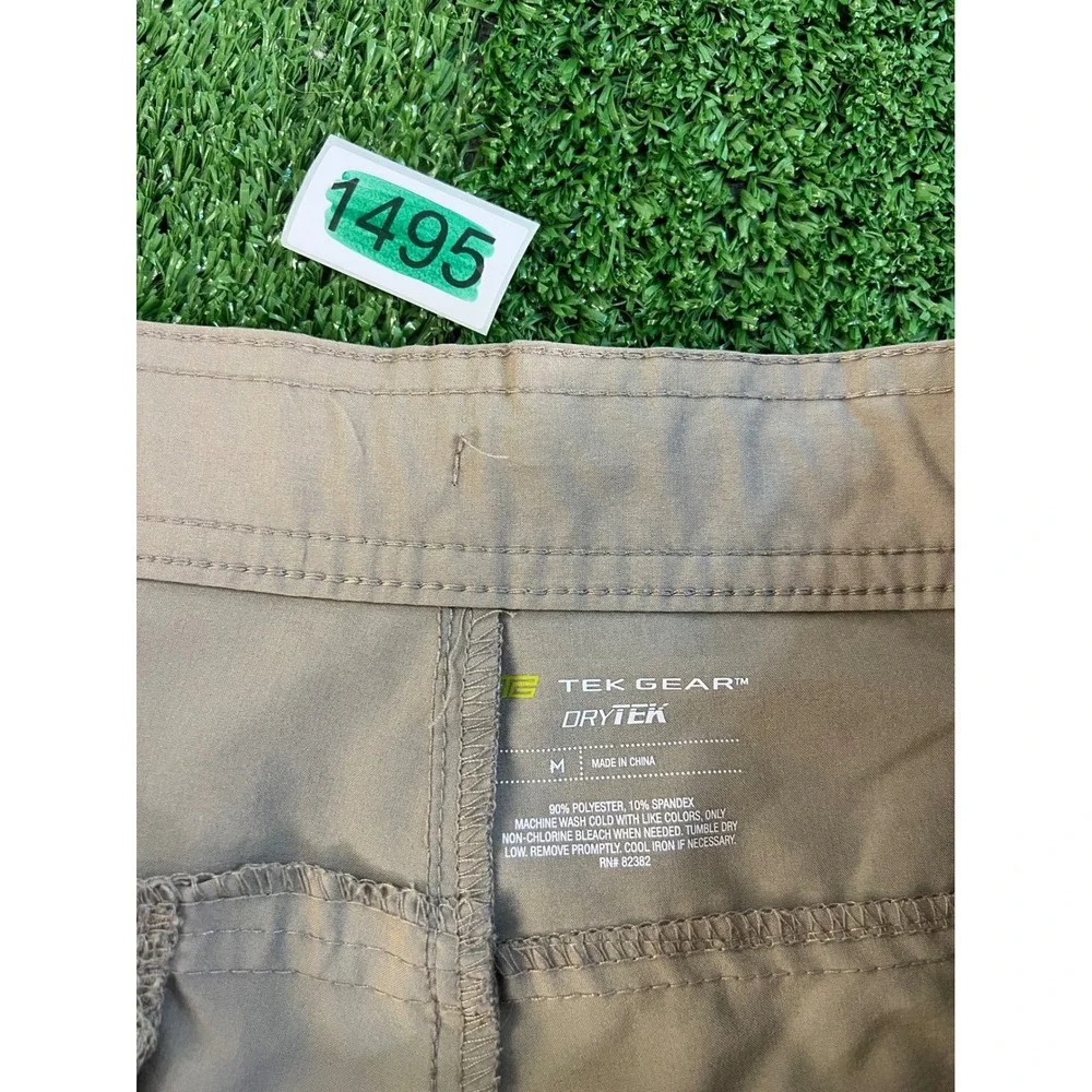 Tek Gear DryTek Mens Tan Khaki Performance Athletic Shorts Size MD Drawstring